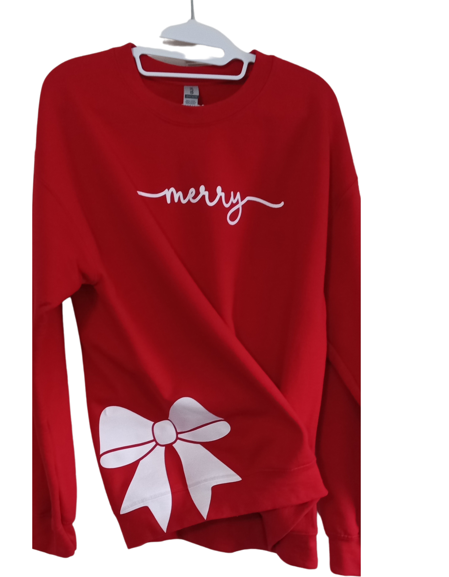 Merry Sweatshirt Red; Large White Bow