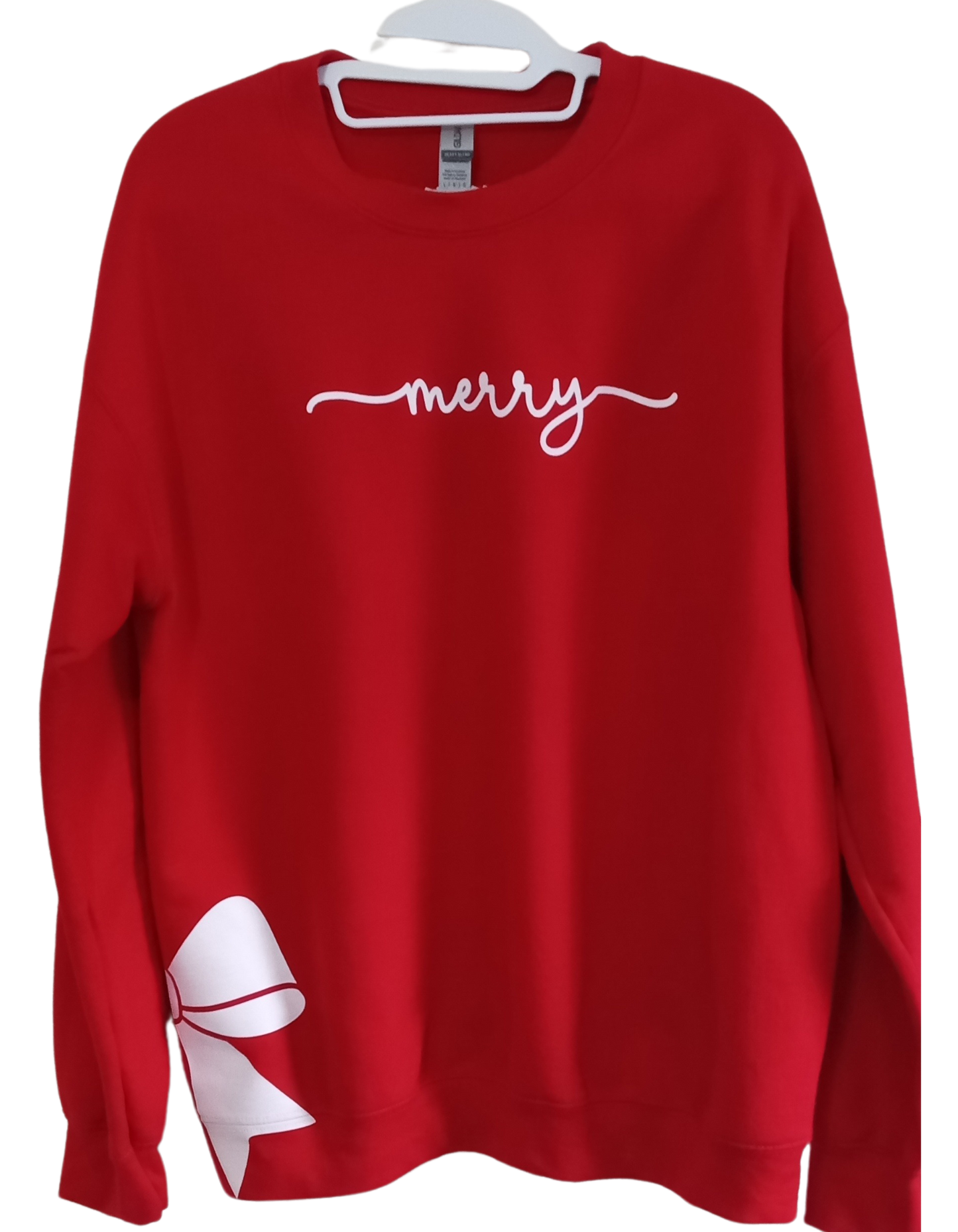 Merry Sweatshirt Red; Large White Bow