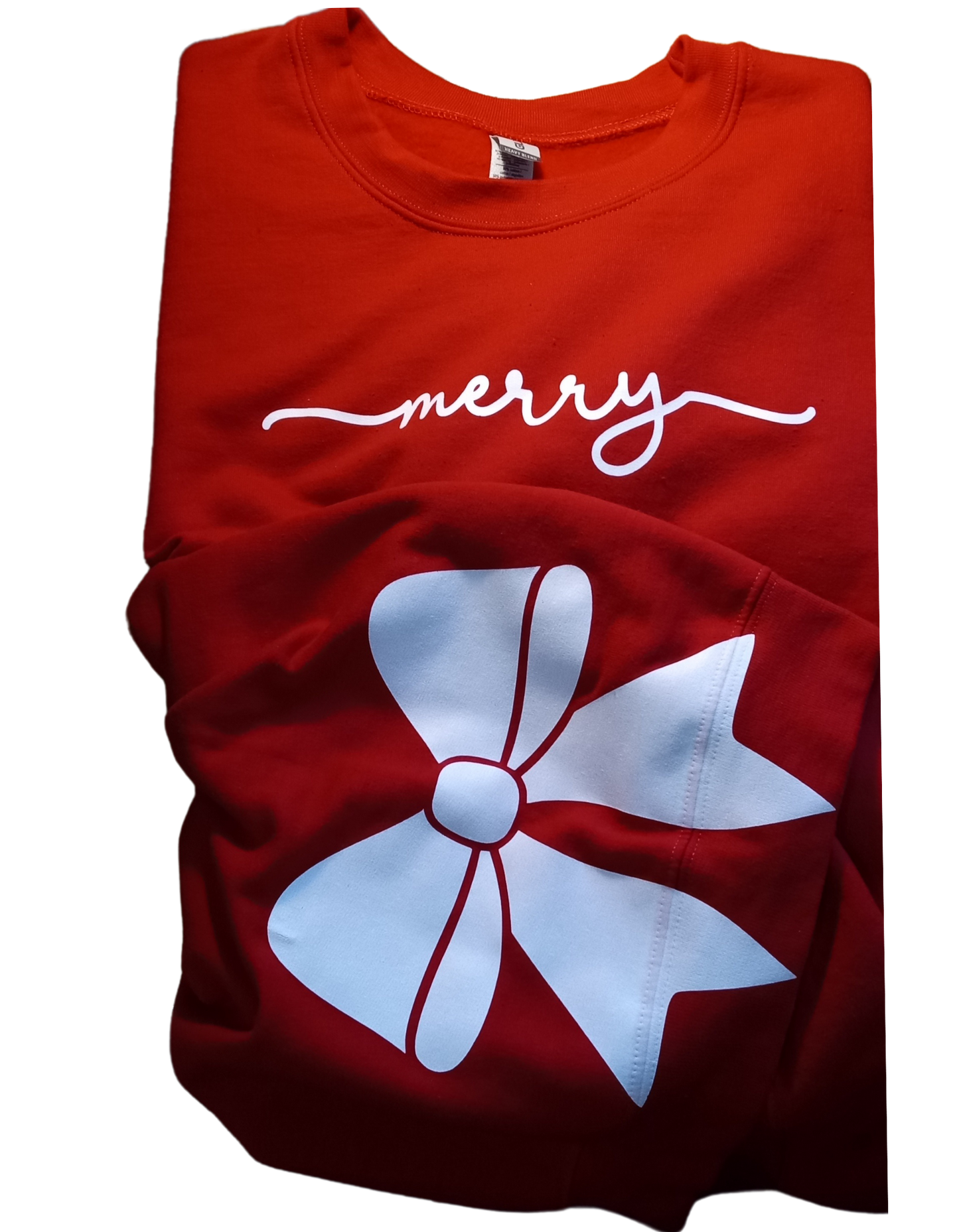 Merry Sweatshirt Red; Large White Bow