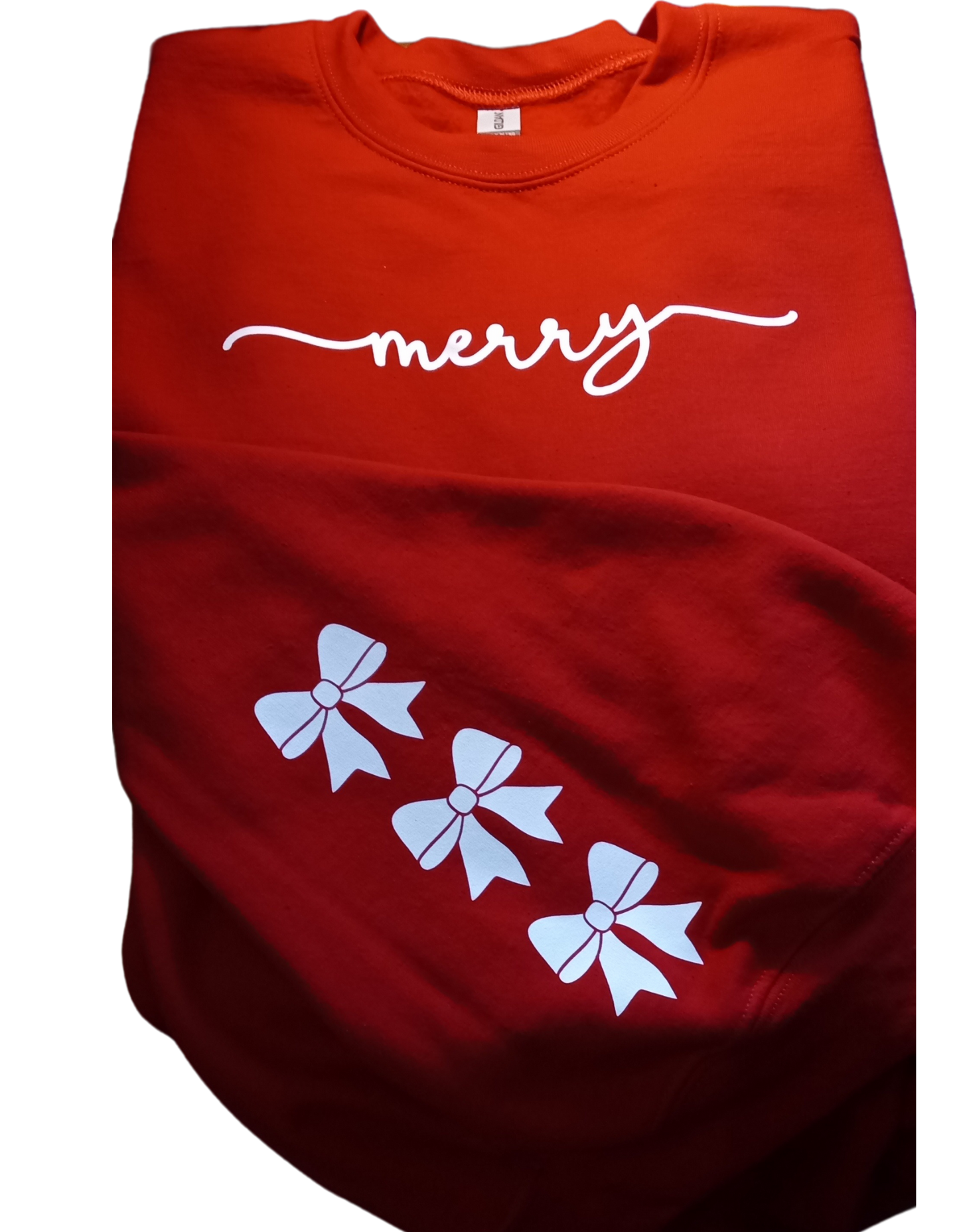 Merry Sweatshirt Red; Small White Bows